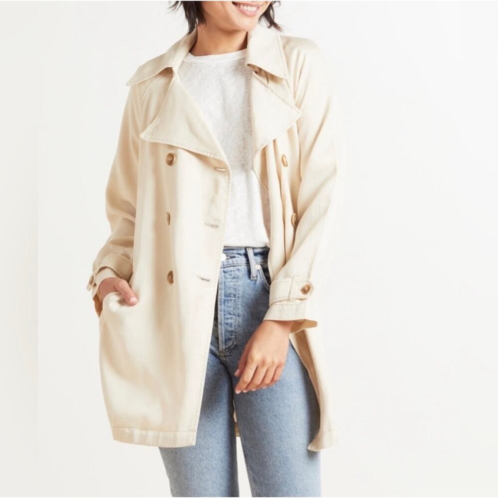 Evereve The Ever Trench Double Breasted Lightweight Trench Coat Large